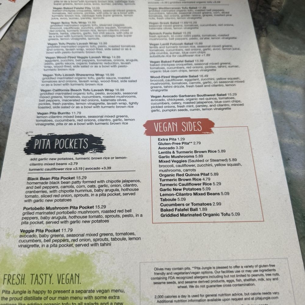 Pita Jungle - Vegan menu - Mediterranean Near Me - Tucson, Arizona