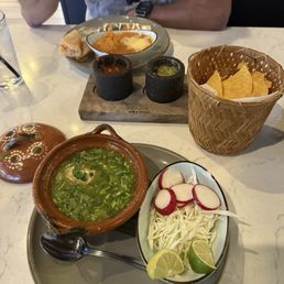 Chicken soup and fajita burrito - they even gave us more chips and salsa for drive to Miami