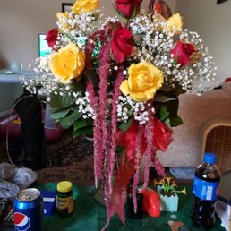 This is an example of the beautiful arrangement that was delivered to my friend by the Marion Flower Shop