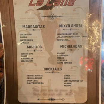 La Calle Tacos & Snacks - Cocktail menu - Mexican Near Me - Birmingham, Alabama La Calle Tacos & Snacks - Cocktail menu - Mexican Near Me - Birmingham, Alabama