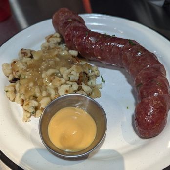 Schneider's Schnitzel Service - Kielbasa and spaetzle with gravy - German Near Me - Fort Collins, Colorado Schneider's Schnitzel Service - Kielbasa and spaetzle with gravy - German Near Me - Fort Collins, Colorado