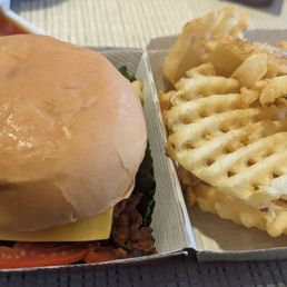ows a hamburger and french fries