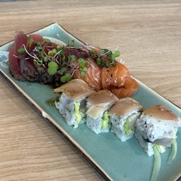 Tuna carpaccio and albacore roll