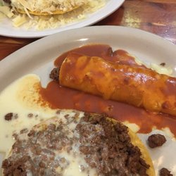 Gran Rio Mexican Restaurant - Top to bottom, the dinner combination #3 included a taco, enchilada, and tostada.