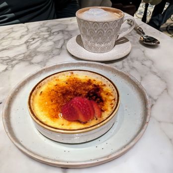 Tillie's - Maple syrup creme brulee (maple syrup, vanilla bean cream) and vanilla honey latte - New American Near Me - Dripping Springs, Texas Tillie's - Maple syrup creme brulee (maple syrup, vanilla bean cream) and vanilla honey latte - New American Near Me - Dripping Springs, Texas