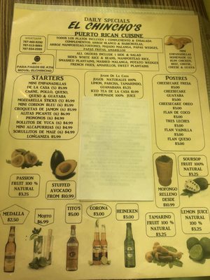 Menu photo 2 El Chincho San Juan, PR