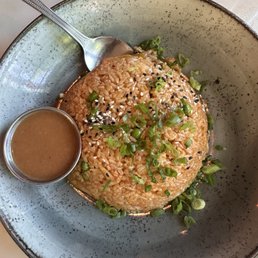 Kimchi fried rice with side of peanut sauce Kimchi fried rice with side of peanut sauce