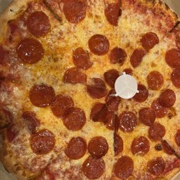 Pepperoni pizza .Frozen dough and bland tasting Pepperoni pizza .Frozen dough and bland tasting