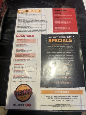 Menu photo 2 Legends Tavern & Grille Sunrise, FL