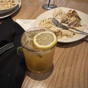 Bonefish Grill - What's left of my plate and Bourbon whiskey. - Seafood Near Me - Columbus, Georgia