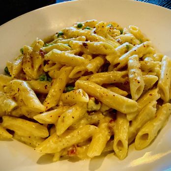Cara Mia - Pasta carbonara with penne & peas - Italian Near Me - Rancho Cucamonga, California
