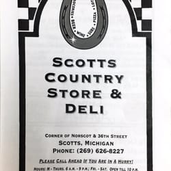 Scotts Country Store & Deli - Menu cover