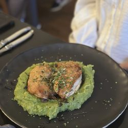 Julia's Local - Chicken dish over chive mashed potatoes