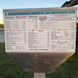 Hager Heights Drive In - Current menu September 2023