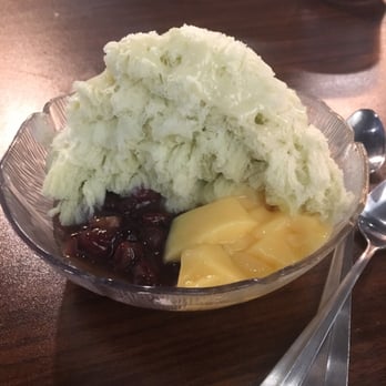 Boiling Pots - Green tea shaved ice with mango pudding, red beans, and condensed milk - Chinese Near Me - East Lansing, Michigan Boiling Pots - Green tea shaved ice with mango pudding, red beans, and condensed milk - Chinese Near Me - East Lansing, Michigan