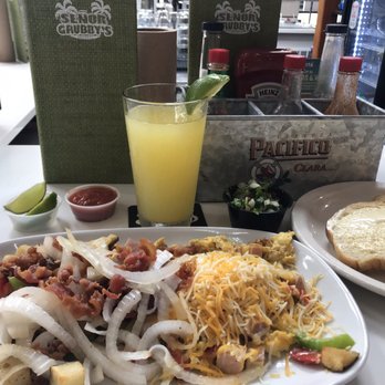 Señor Grubby's - Manmosa & a Cali To Denver Scramble w/home fries "Gruuby-Style". - Mexican Near Me - Oceanside, California Señor Grubby's - Manmosa & a Cali To Denver Scramble w/home fries "Gruuby-Style". - Mexican Near Me - Oceanside, California