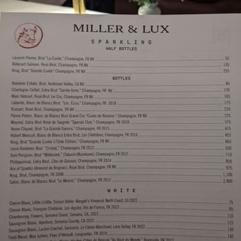 Miller & Lux - Wine list December 2025 - American Near Me - San Francisco, California Miller & Lux - Wine list December 2025 - American Near Me - San Francisco, California