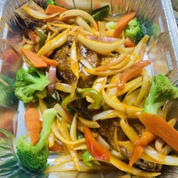 Creole Fusion Cuisine - Fried fish mixed veggies