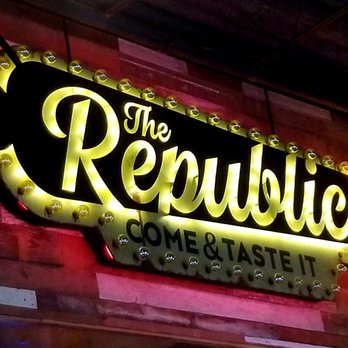 The Republic Kitchen + Bar - Great sign over their large bar area. - Sports Bars Near Me - Leander, Texas