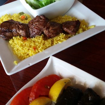 Grape Leaf Express -Tampa - Lamb grape leaves and beef kabob with a Greek salad - Lebanese Near Me - Tampa, Florida