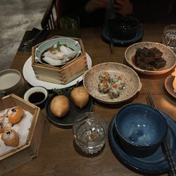 Prince - (forgot the names) (orange) tigers eye, (top right) chives cube, truffle shumai, shrimp rolls