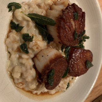 Shaker + Spear - Diver scallops with barley and cauliflower risotto - Seafood Near Me - Seattle, Washington