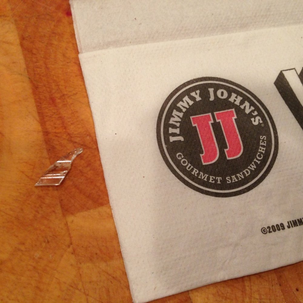 Giant shard of plastic found in my sandwich.