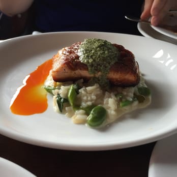 Fat Cats - Pan Seared Salmon with Vegetable Risotto - New American Near Me - Cleveland, Ohio