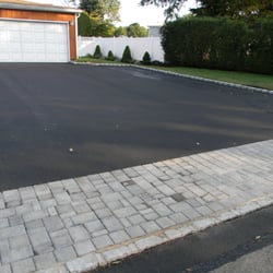 Pellegrino Paving & Sealing - Asphalt driveway with paver apron.