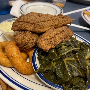 Bay Breeze Seafood Restaurant - Catfish with collard greens - Seafood Near Me - Hampton, Georgia Bay Breeze Seafood Restaurant - Catfish with collard greens - Seafood Near Me - Hampton, Georgia