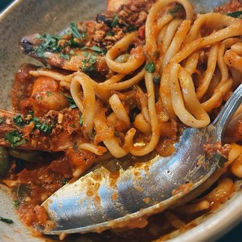CUCINA Enoteca - Shrimp Puttanesca Linguine - Italian Near Me - Irvine, California