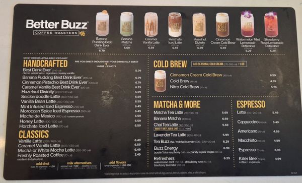 Menu photo 1 Better Buzz Coffee Mira Mesa San Diego, CA Menu photo 1 Better Buzz Coffee Mira Mesa San Diego, CA