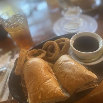 Janet's Montana Cafe - French dip sandwich and onion rings. - American Near Me - Alpine, California
