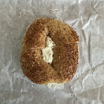 Hudson Bagels - Onion Bagel with Cream Cheese - Coffee & Tea Near Me - Hudson, New York