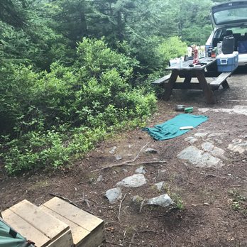 Quietside Campground and Cabins - Parking spot and picnic table. - Campgrounds Near Me - Bass Harbor, Maine