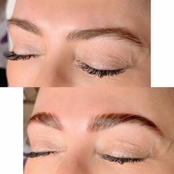 Brow lamination, wax & tint BEFORE & AFTER