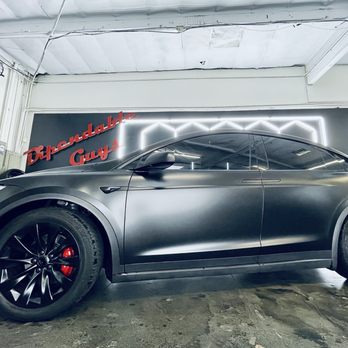 Dependable Guys - ~ Wrapped Matte Black Tesla X w/ painted red brake calipers ~ - Auto Customization Near Me - Santa Ana, California Dependable Guys - ~ Wrapped Matte Black Tesla X w/ painted red brake calipers ~ - Auto Customization Near Me - Santa Ana, California