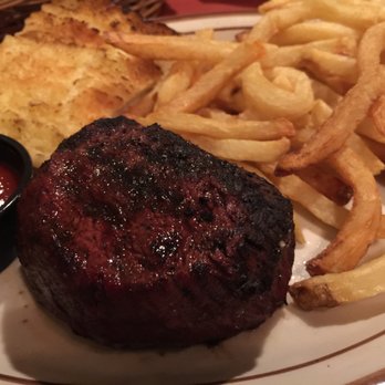 Hitching Post - 8 oz. Filet, medium cook.  I'm a freak and this is before I bury it with their outstanding salsa. - Barbeque Near Me - Casmalia, California