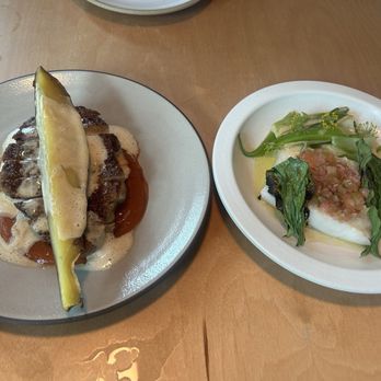 Recoveco - Left: Pork with Japanese Sweet Potato Right: Flounder - Seafood Near Me - South Miami, Florida Recoveco - Left: Pork with Japanese Sweet Potato Right: Flounder - Seafood Near Me - South Miami, Florida