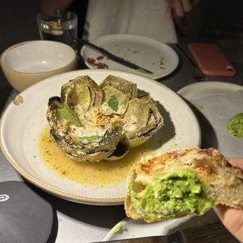 Lilia - Focaccia (amazing) and artichoke (awful) - Italian Near Me - Brooklyn, New York