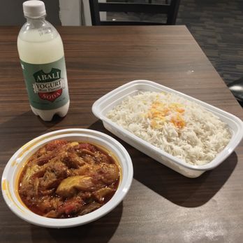 Sahel UBC - Vegetarian Eggplant Stew with Rice, Abali Yogurt Drink - Donairs Near Me - Vancouver, British Columbia