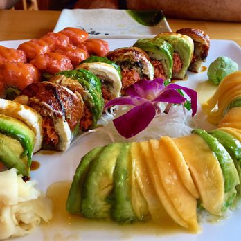 Mori Sushi - From left to right: the Jenny, the Fuji Dragon, and the Hawaiian roll - Sushi Bars Near Me - Newport, Rhode Island Mori Sushi - From left to right: the Jenny, the Fuji Dragon, and the Hawaiian roll - Sushi Bars Near Me - Newport, Rhode Island