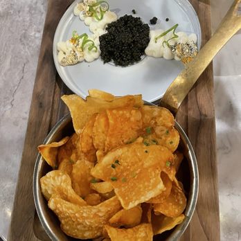 Wolf by Vanderpump at Caesars Republic Lake Tahoe - Caviar with gold flakes and chips - American Near Me - Stateline, Nevada