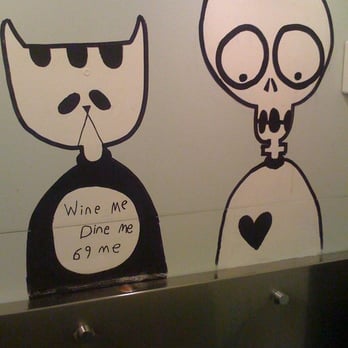 Bistrotheque - Amusing art in the guys bathroom - French Near Me - London, XGL