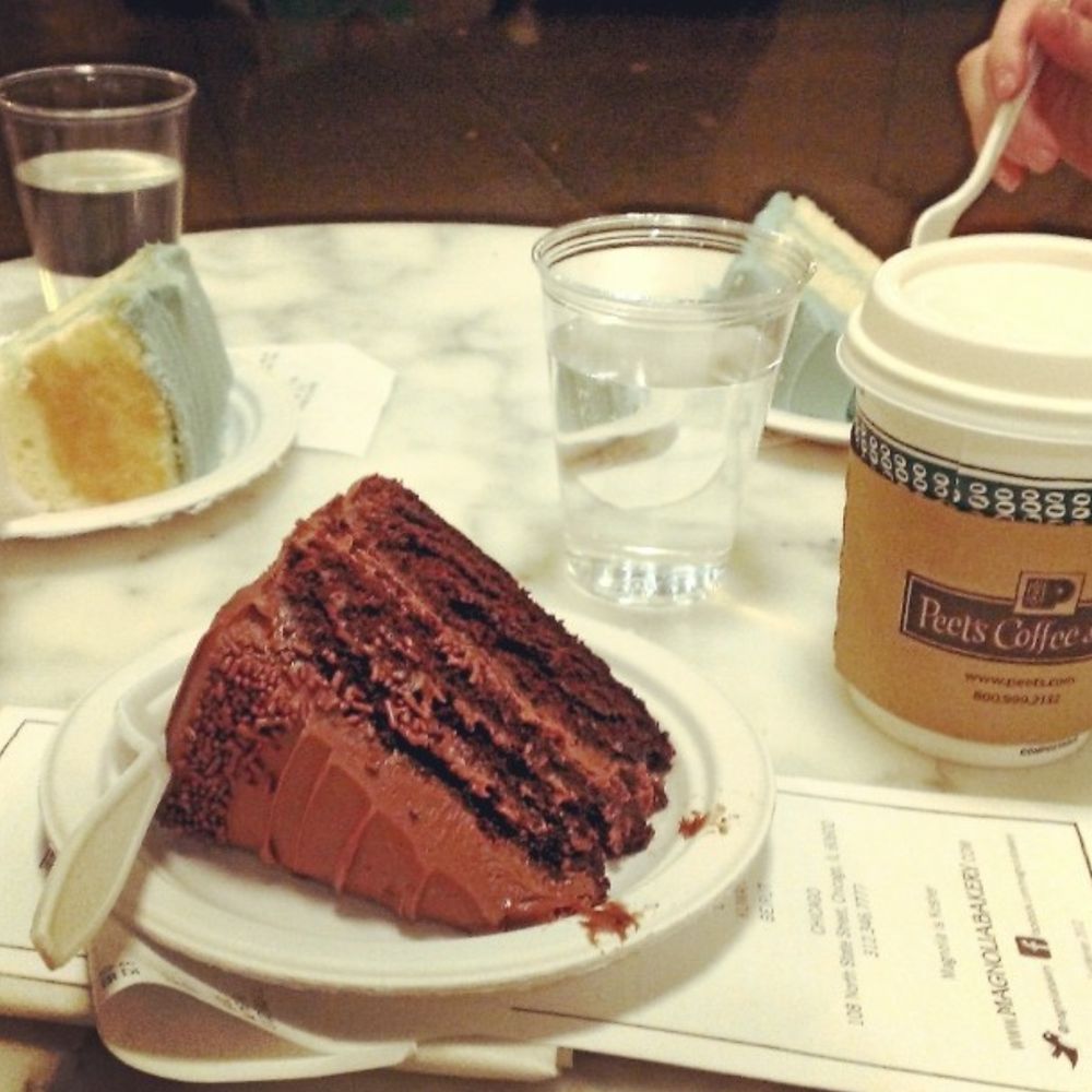 Magnolia Bakery - Chocolate and vanilla cake slices with buttercream. Not the worst, but far from the best.... - Bakeries Near Me - Chicago, Illinois