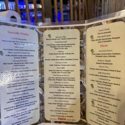 A drink menu that will make your head swim. The 50-50 margarita was very tasty.