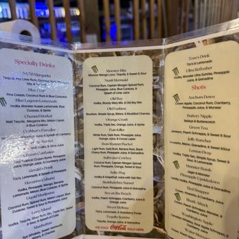 Kathi's Krab Shack - A drink menu that will make your head swim. The 50-50 margarita was very tasty. - Seafood Near Me - Steinhatchee, Florida