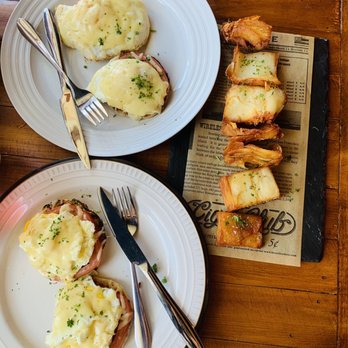 Farmhouse Cafe - Breakfast sandwich with a side of potato millie-feuille - Breakfast & Brunch Near Me - Honolulu, Hawaii