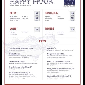 Watershed - Happy hour menu - Seafood Near Me - Baltimore, Maryland Watershed - Happy hour menu - Seafood Near Me - Baltimore, Maryland