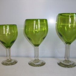 La Primavera Vidrio Soplado - COPA GOTICA VINO DE 15CM, DE VINO 18CM Y AGUA 20CM SOLIDO LIMON PIE NATURAL